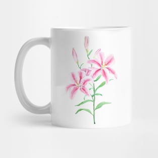 pink lily flower watercolor Mug